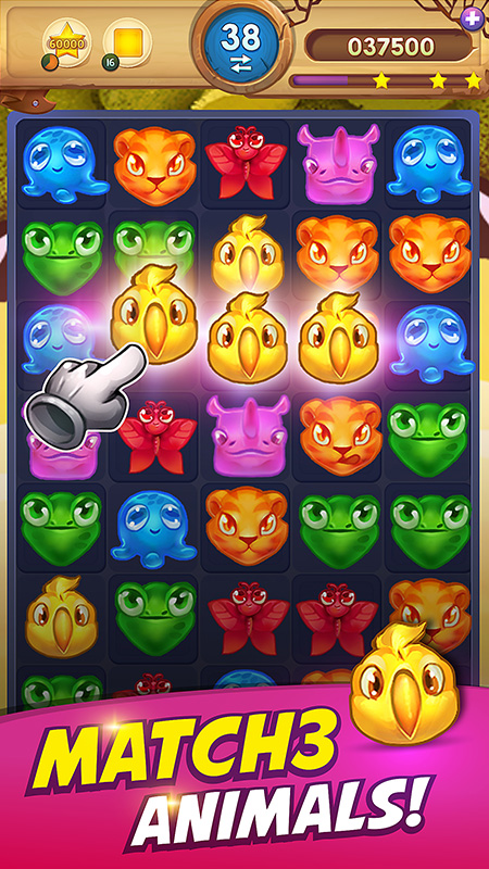 Animal Drop Safari - a match-3 game